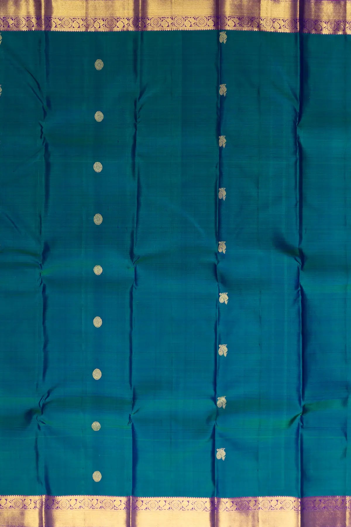 Peacock Blue Pure Silk Kanjivaram Saree