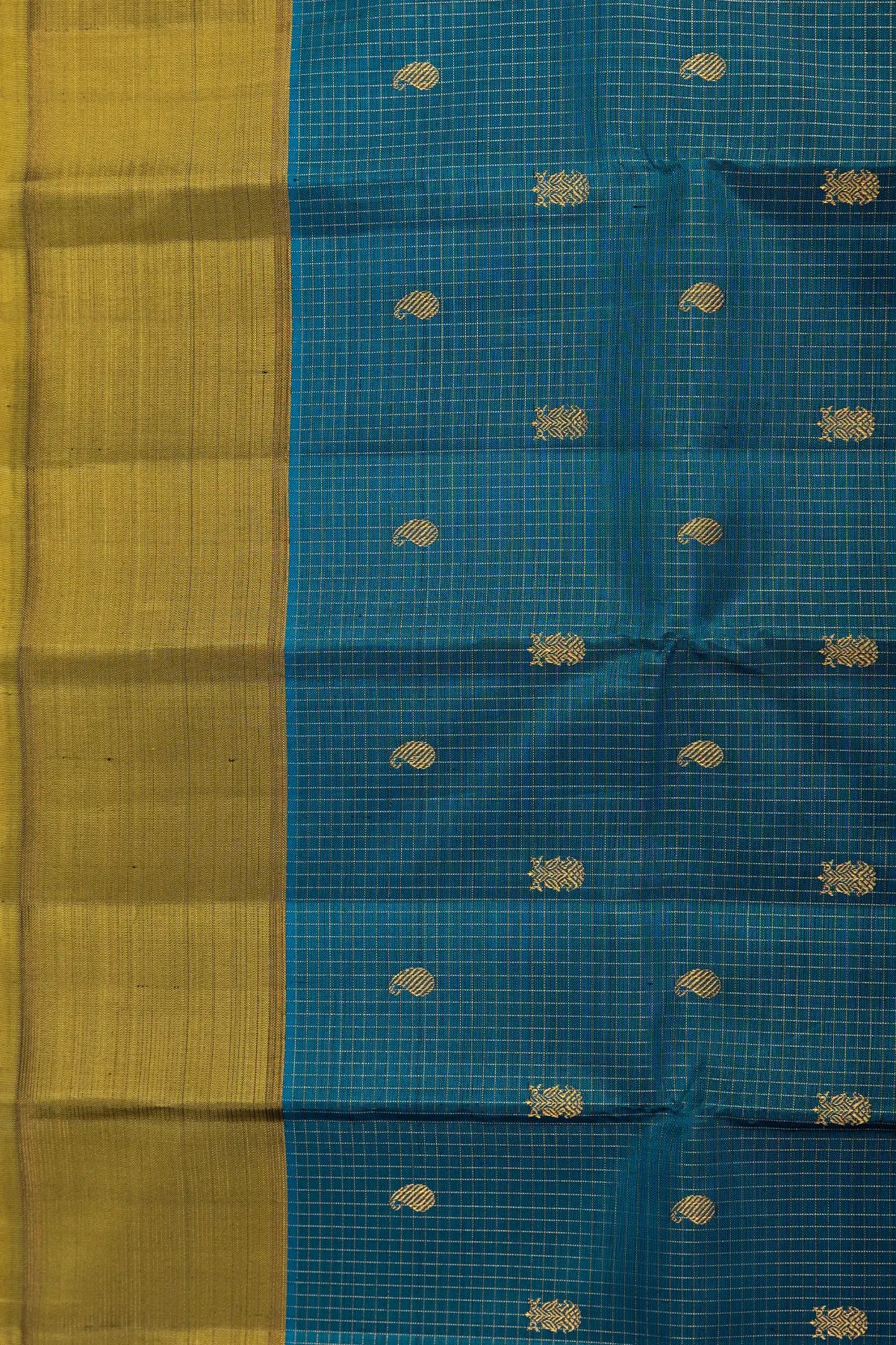 Peacock Blue Pure Silk Kanjivaram Saree
