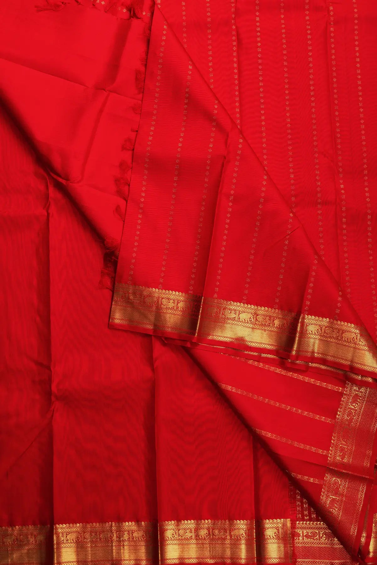 Cadmium Red Kanjivaram Pure Silk Saree