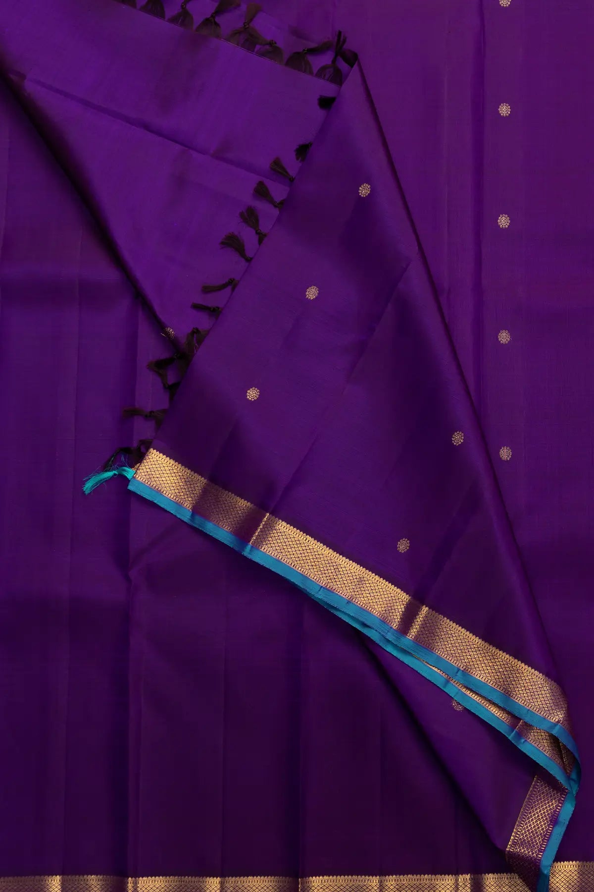 Dark Purple Pure Silk Kanjivaram Saree
