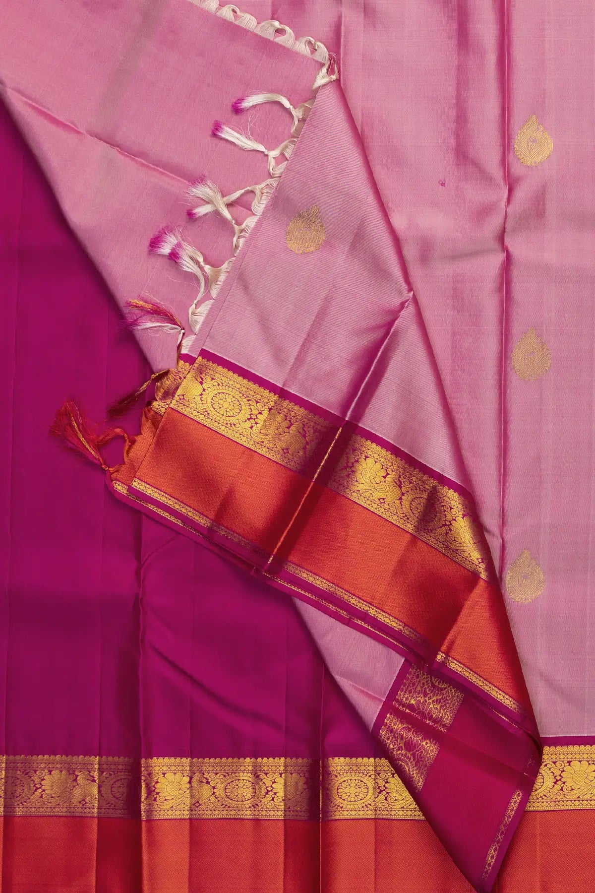 Buy online Pure kanjeevaram silk Saree with Gold zari woven Rich Pallu -Off  White-AF752