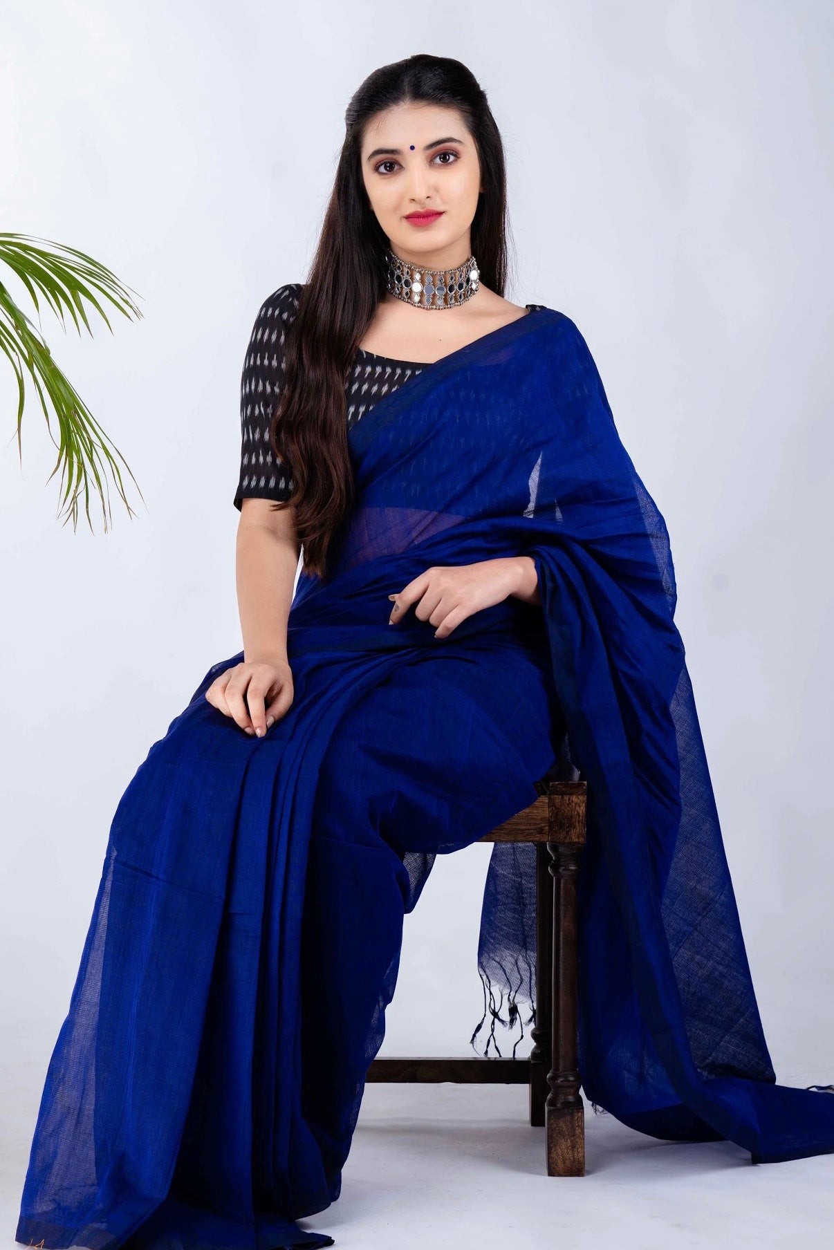 Navy blue simple saree hotsell