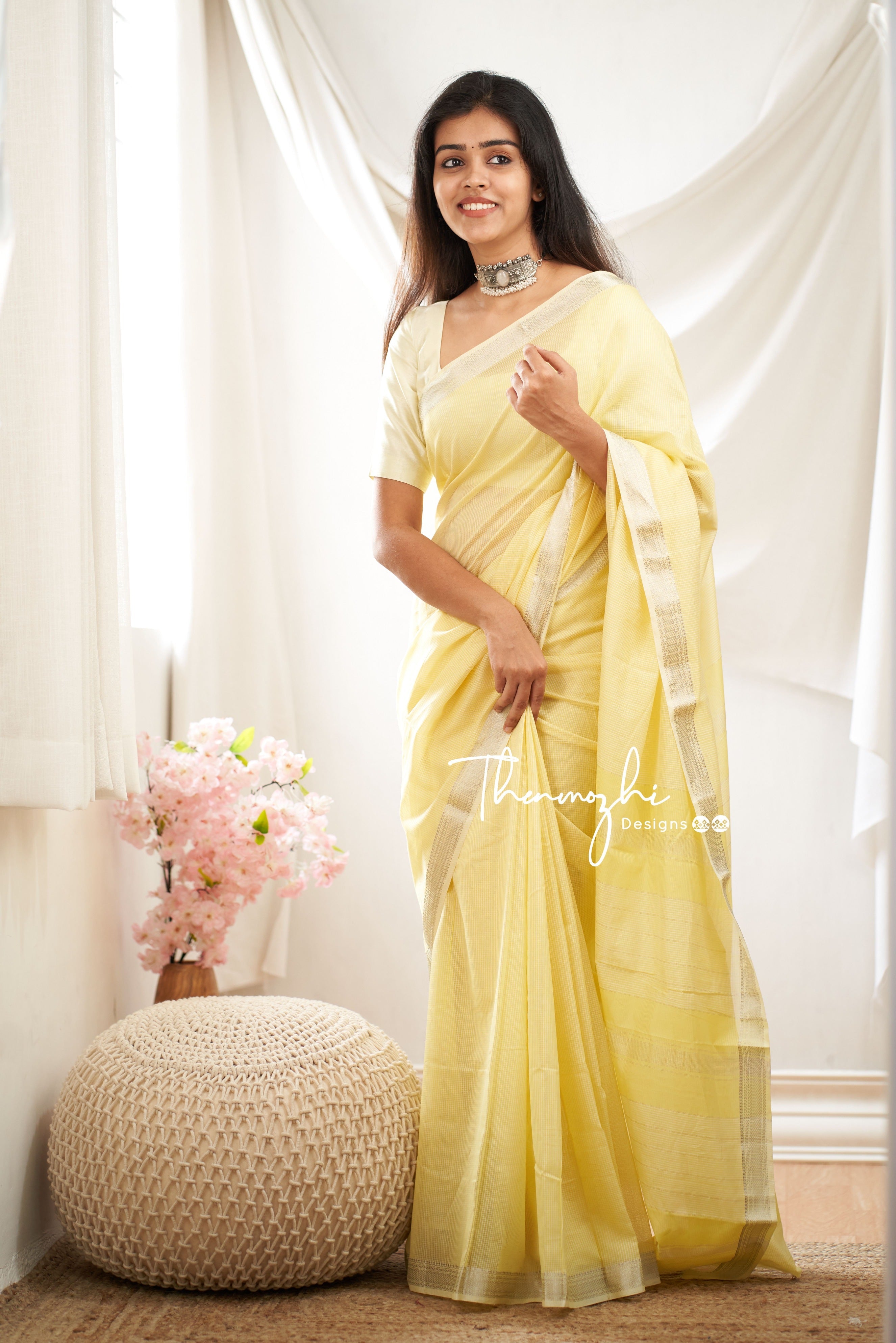Yellow Delight Maheshwari Silk Handloom Cotton Saree
